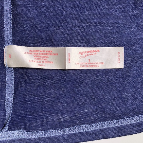 Arizona Jean Co T-Shirt Women Size S navy blue Burnout Short Sleeve Scoop Neck - Picture 4 of 4